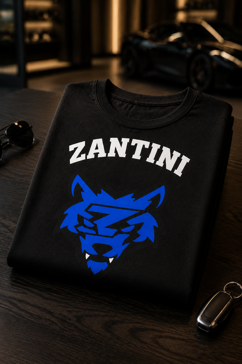 ZANTINI Blue Wolf Graphic T-Shirt