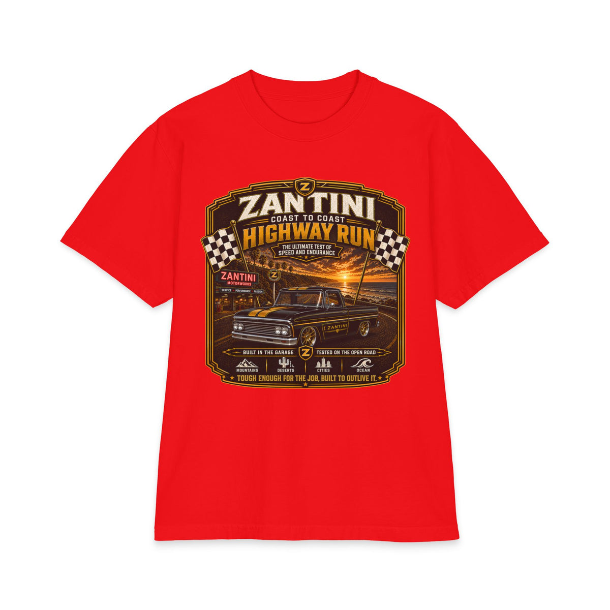 ZANTINI Highway Run Heavyweight Vintage Truck T-Shirt
