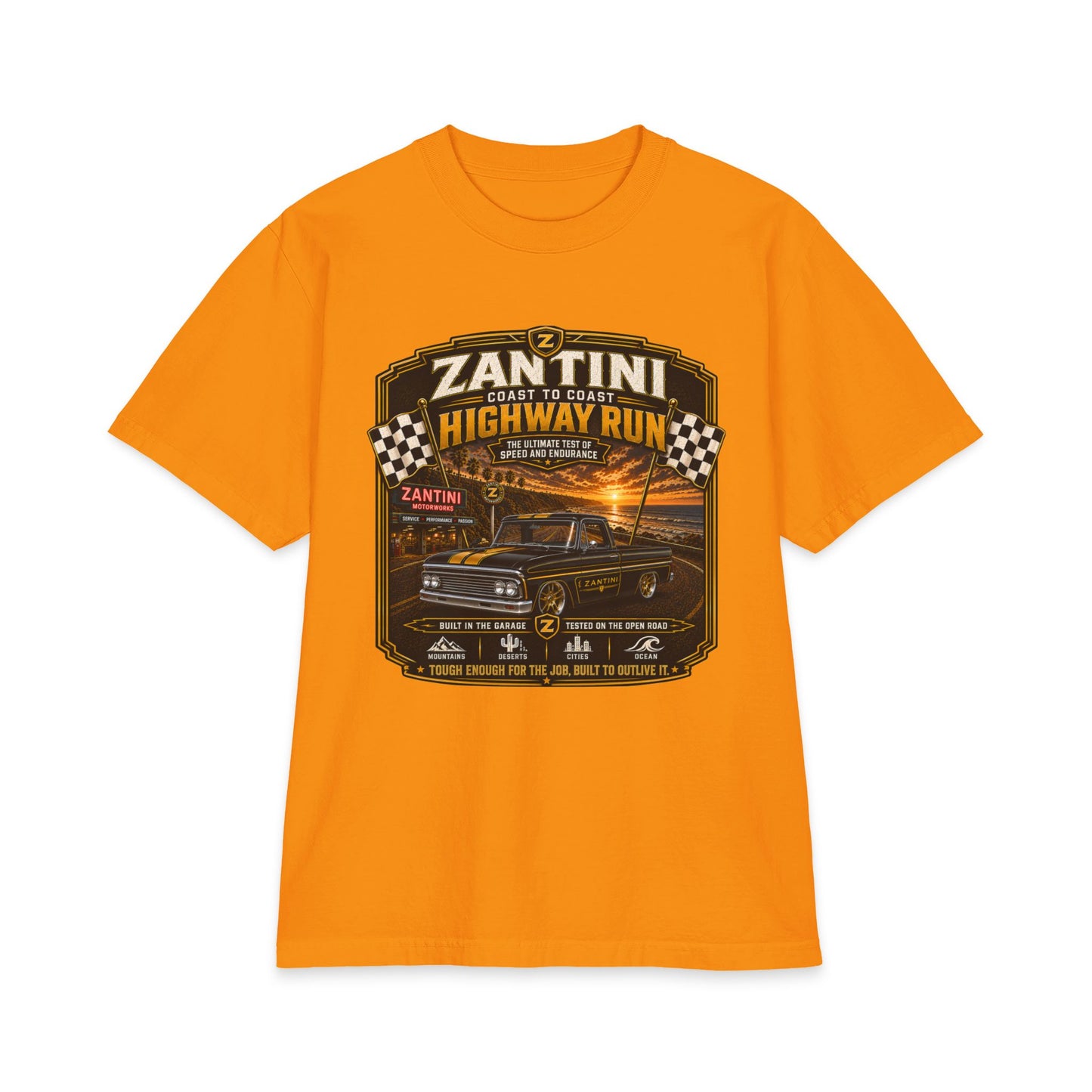 ZANTINI Highway Run Heavyweight Vintage Truck T-Shirt