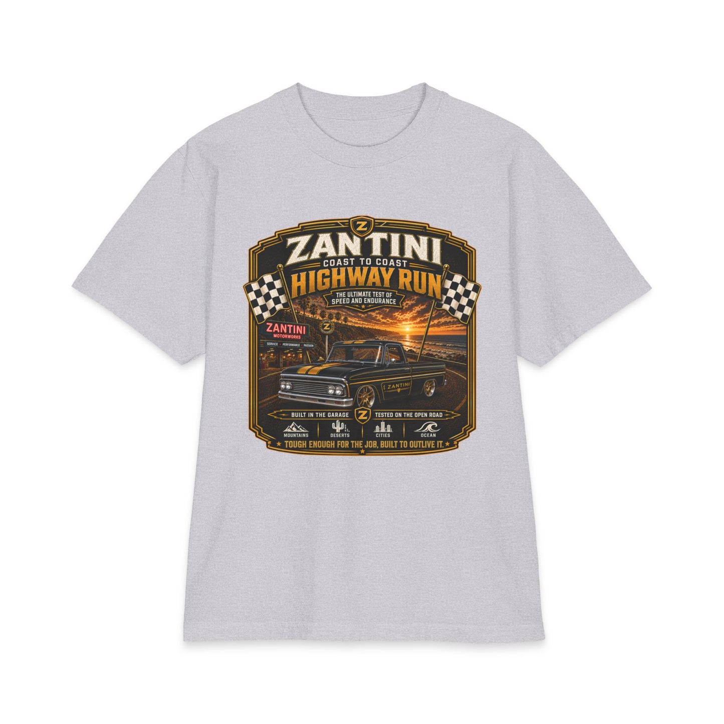 ZANTINI Highway Run Heavyweight Vintage Truck T-Shirt