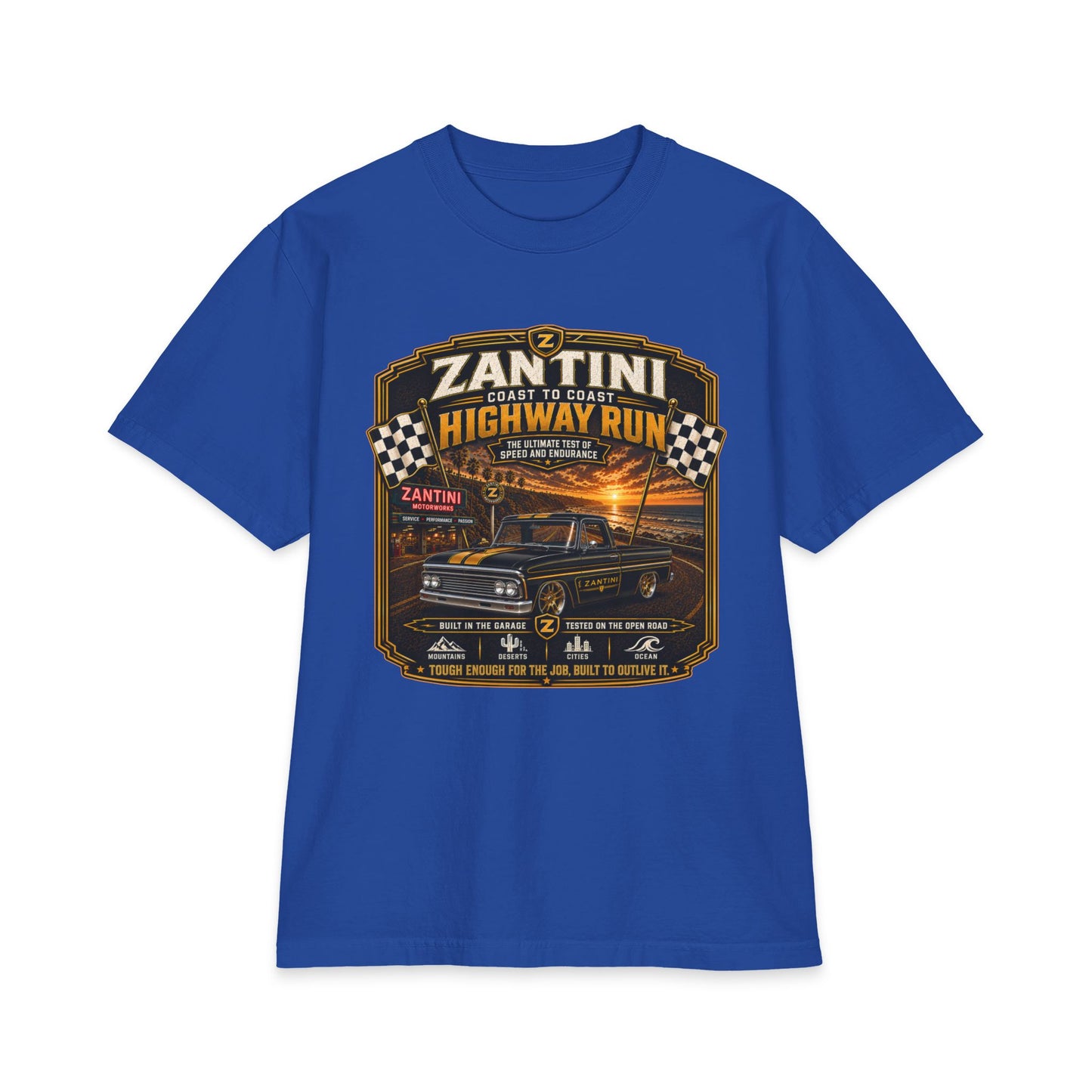 ZANTINI Highway Run Heavyweight Vintage Truck T-Shirt