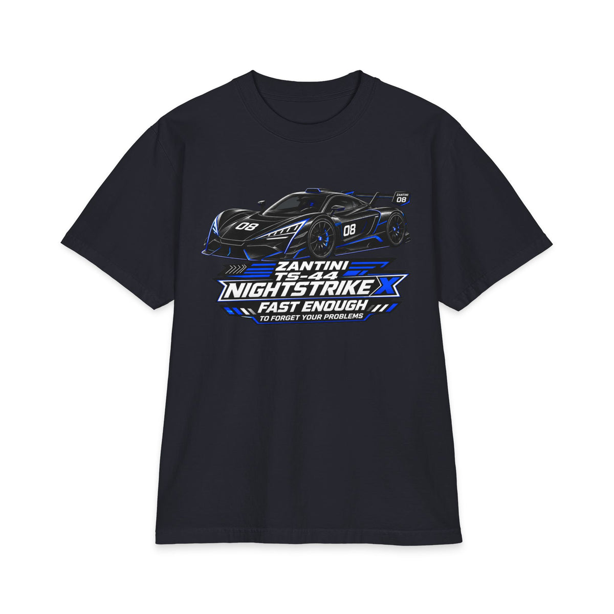 ZANTINI TS-44 NIGHTSTRIKE X T-Shirt | Black Hypercar Racing Graphic Tee