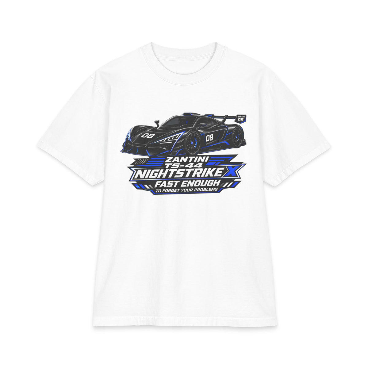 ZANTINI TS-44 NIGHTSTRIKE X T-Shirt | Black Hypercar Racing Graphic Tee