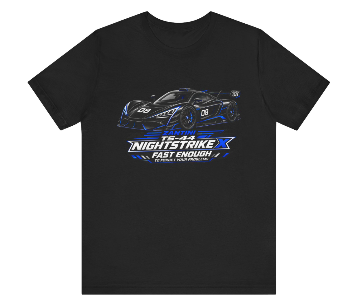 ZANTINI TS-44 Nightstrike X Supercar Graphic T-Shirt | Premium Motorsport Streetwear | Racing Car Tee for Men