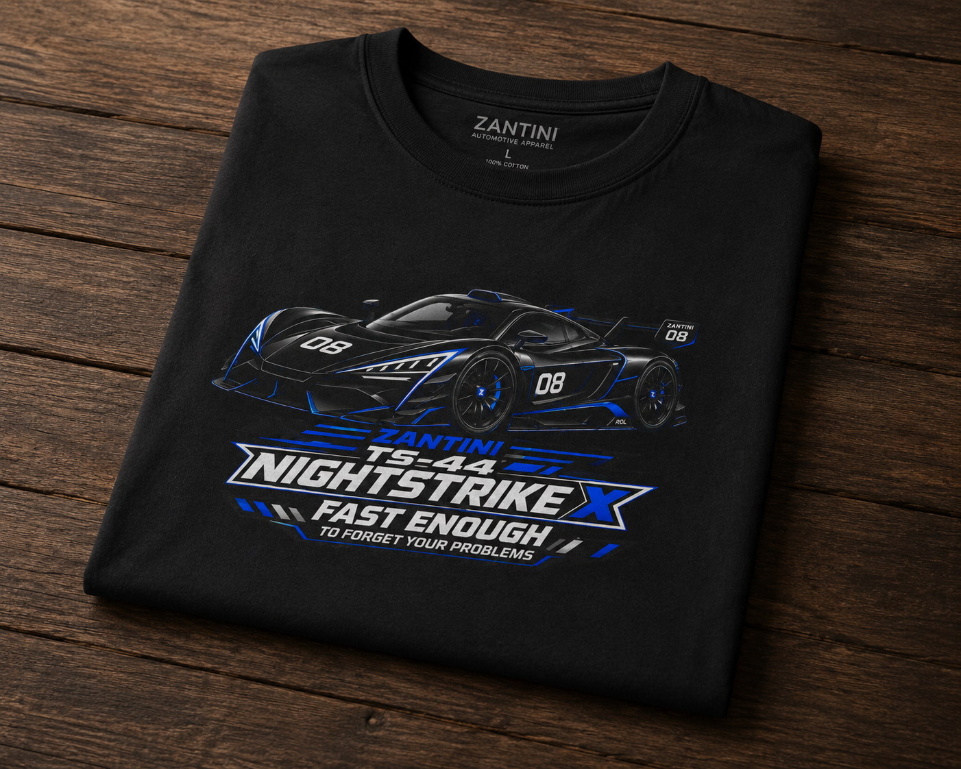 ZANTINI TS-44 Nightstrike X Supercar Graphic T-Shirt | Premium Motorsport Streetwear | Racing Car Tee for Men