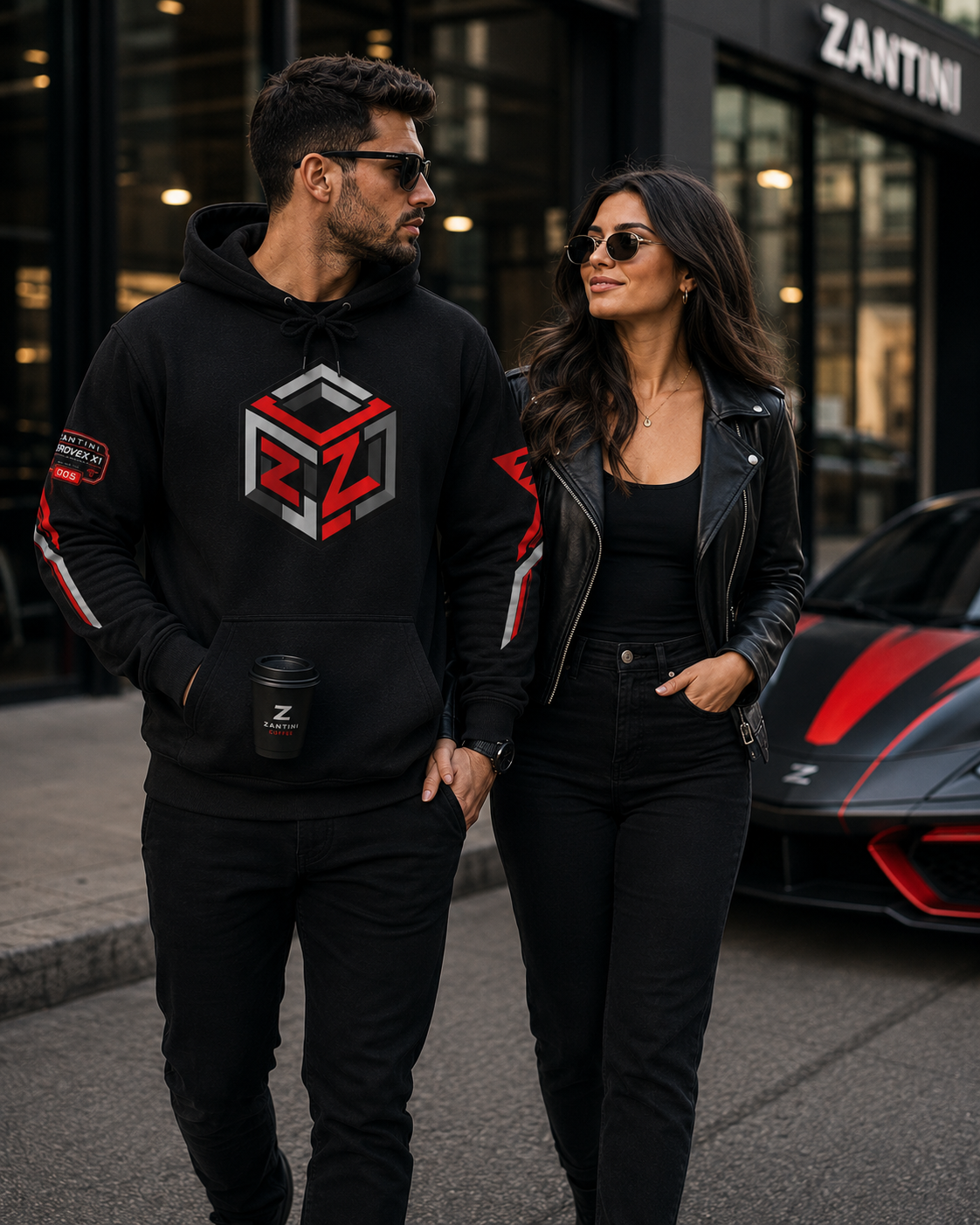 ZANTINI Aerovex X1 Performance Hoodie – Premium Hypercar Streetwear for Automotive Enthusiasts