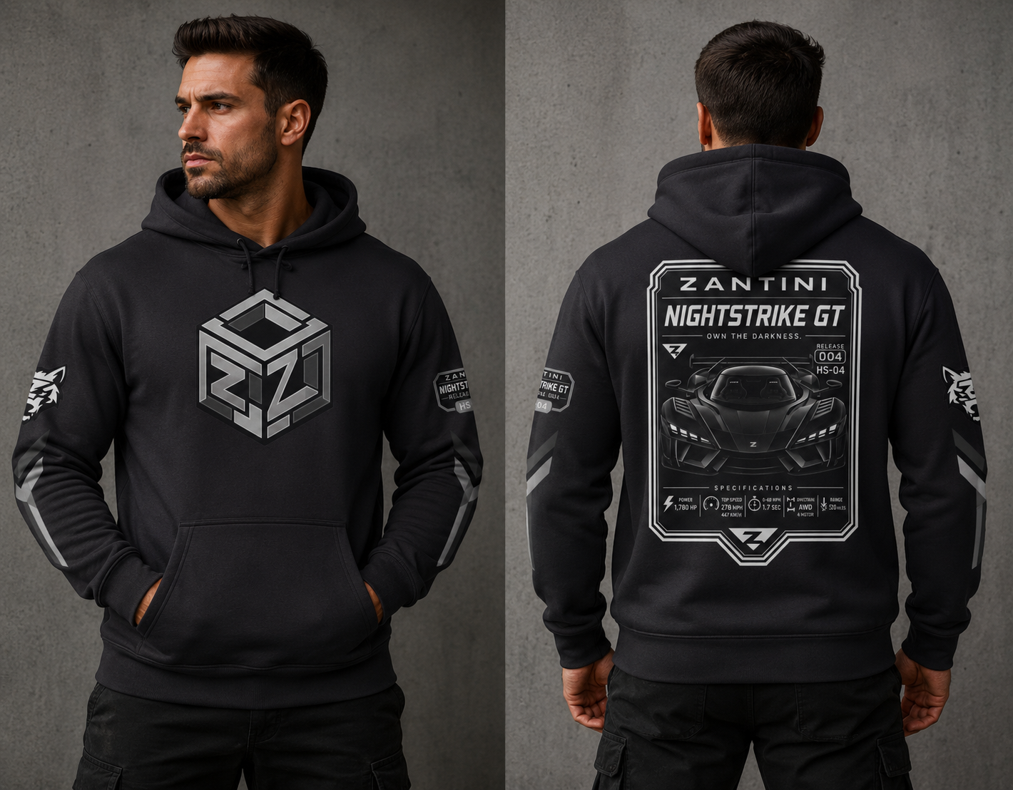 ZANTINI Nightstrike GT Performance Hoodie | Premium Automotive Streetwear