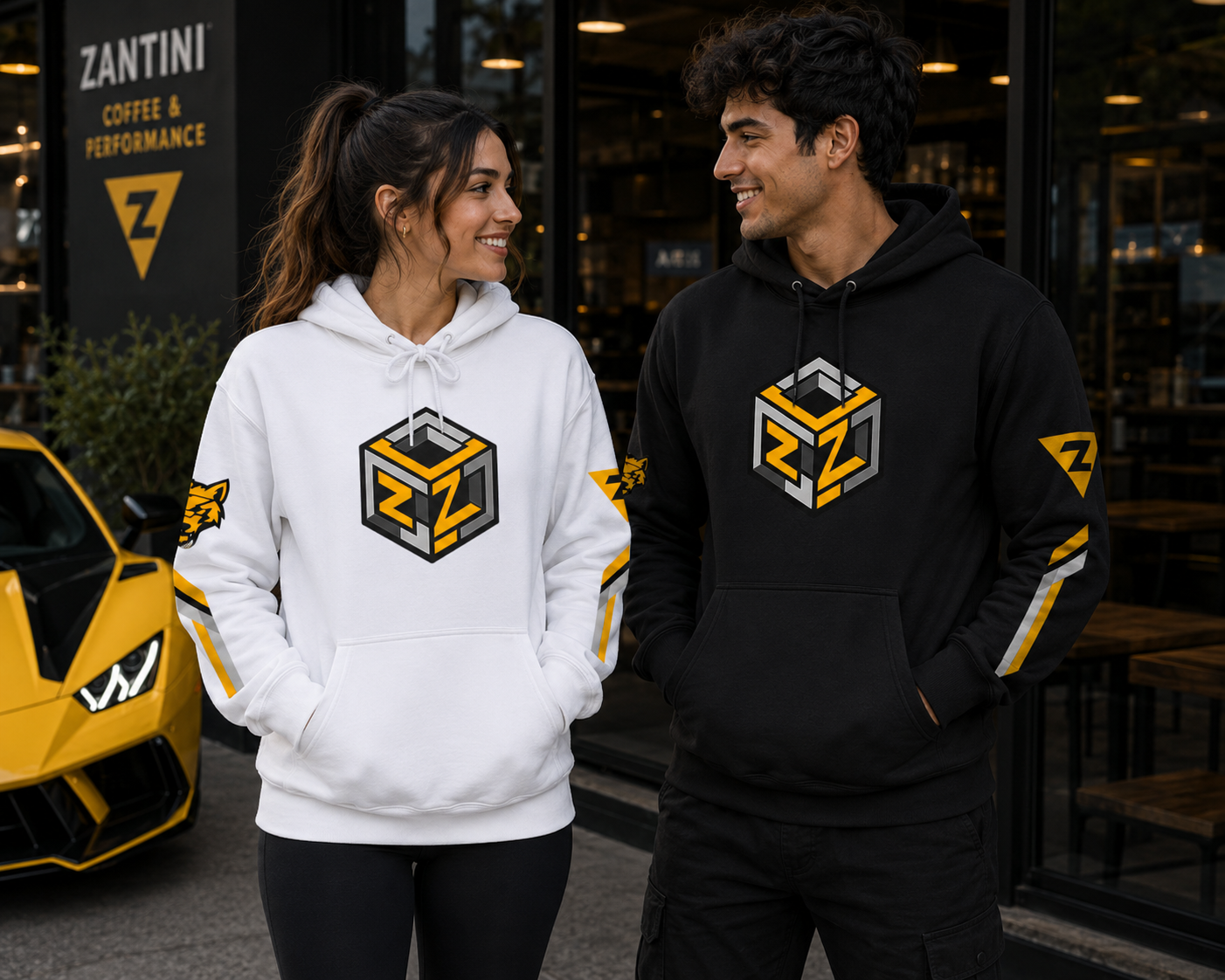 ZANTINI Zyrox R Hoodie | Yellow Hypercar Graphic Hoodie | Automotive Streetwear | Car Enthusiast Gift | Racing Hoodie