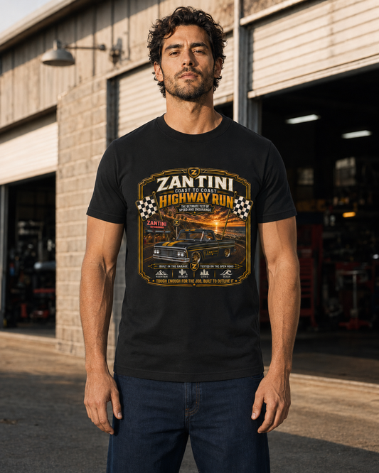 ZANTINI Highway Run Heavyweight Vintage Truck T-Shirt