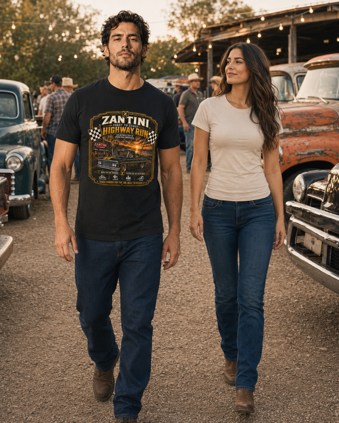 ZANTINI Highway Run Heavyweight Vintage Truck T-Shirt