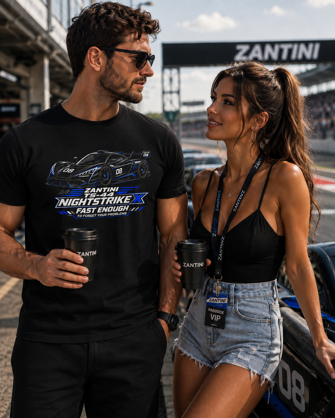 ZANTINI TS-44 NIGHTSTRIKE X T-Shirt | Black Hypercar Racing Graphic Tee