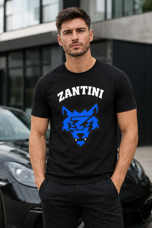 ZANTINI Blue Wolf Graphic T-Shirt