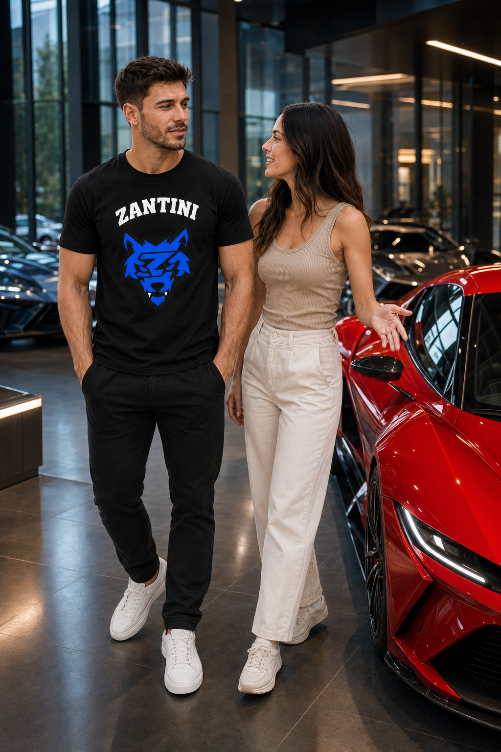ZANTINI Blue Wolf Graphic T-Shirt