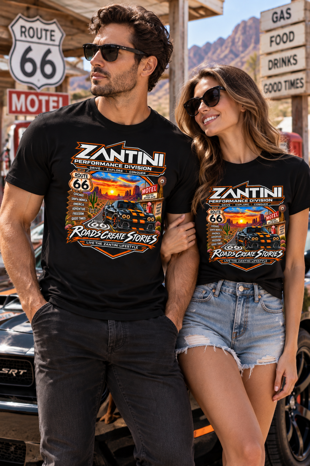 ZANTINI Route 66 Roads Create Stories Premium T-Shirt
