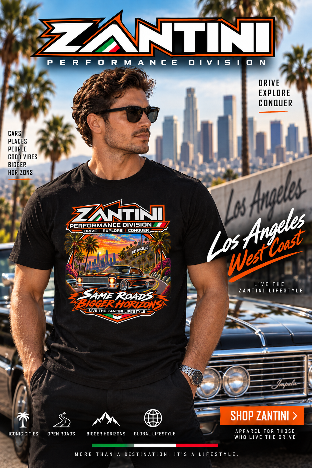 ZANTINI Los Angeles West Coast Lowrider Premium T-Shirt