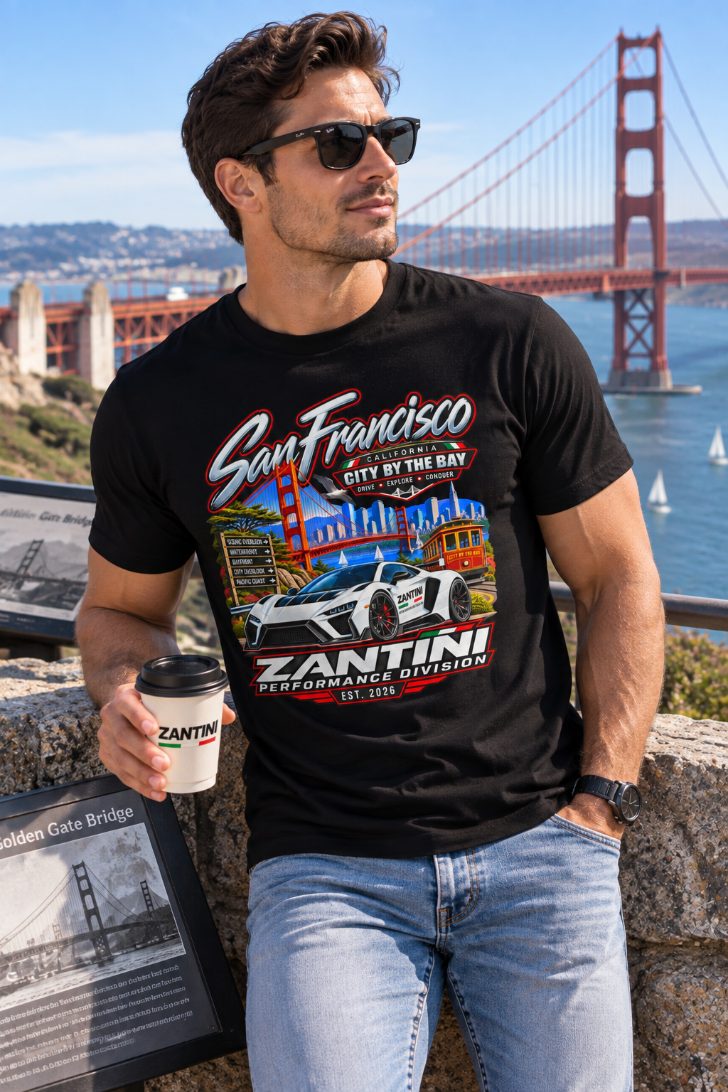 ZANTINI San Francisco City by the Bay Performance T-Shirt