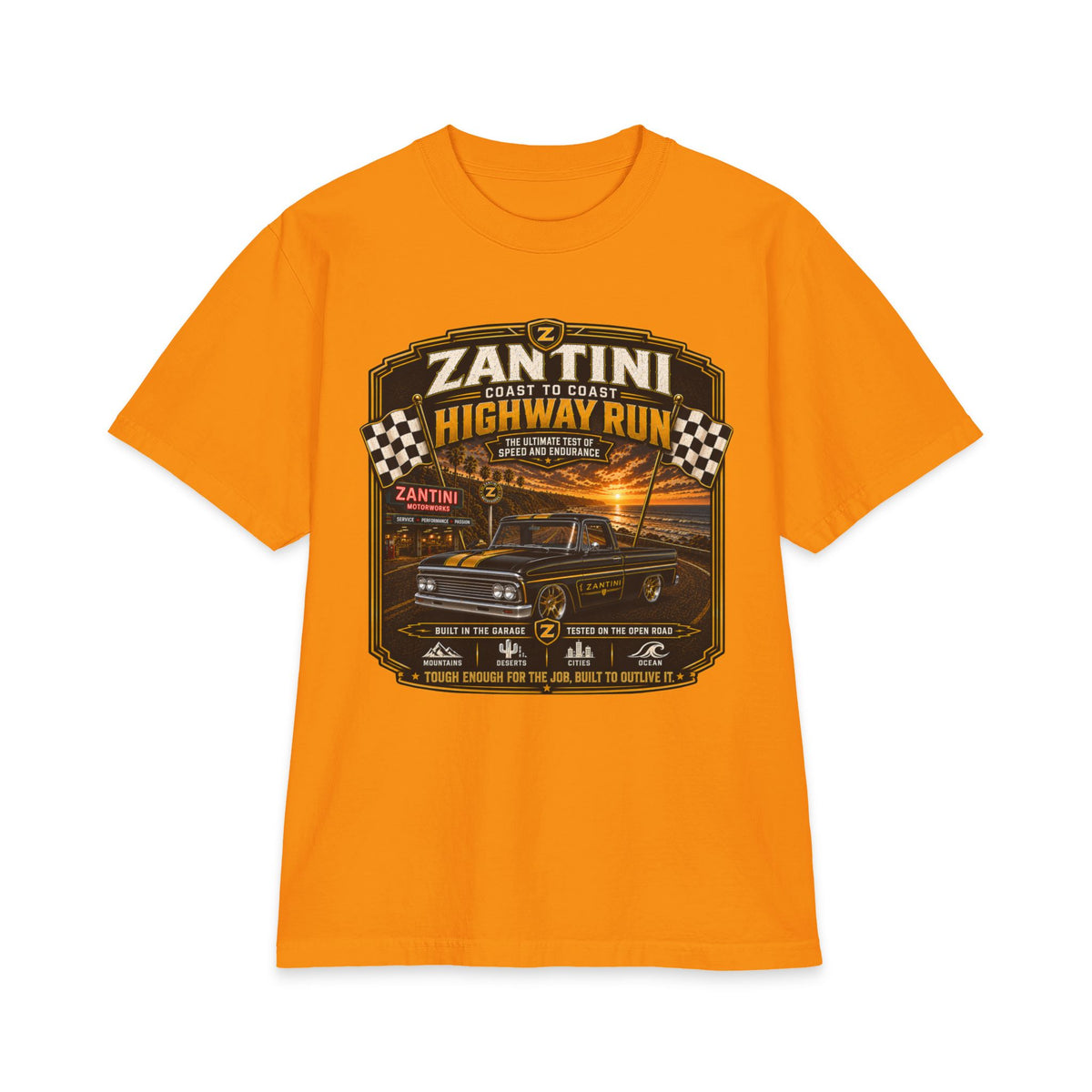ZANTINI Highway Run Heavyweight Vintage Truck T-Shirt