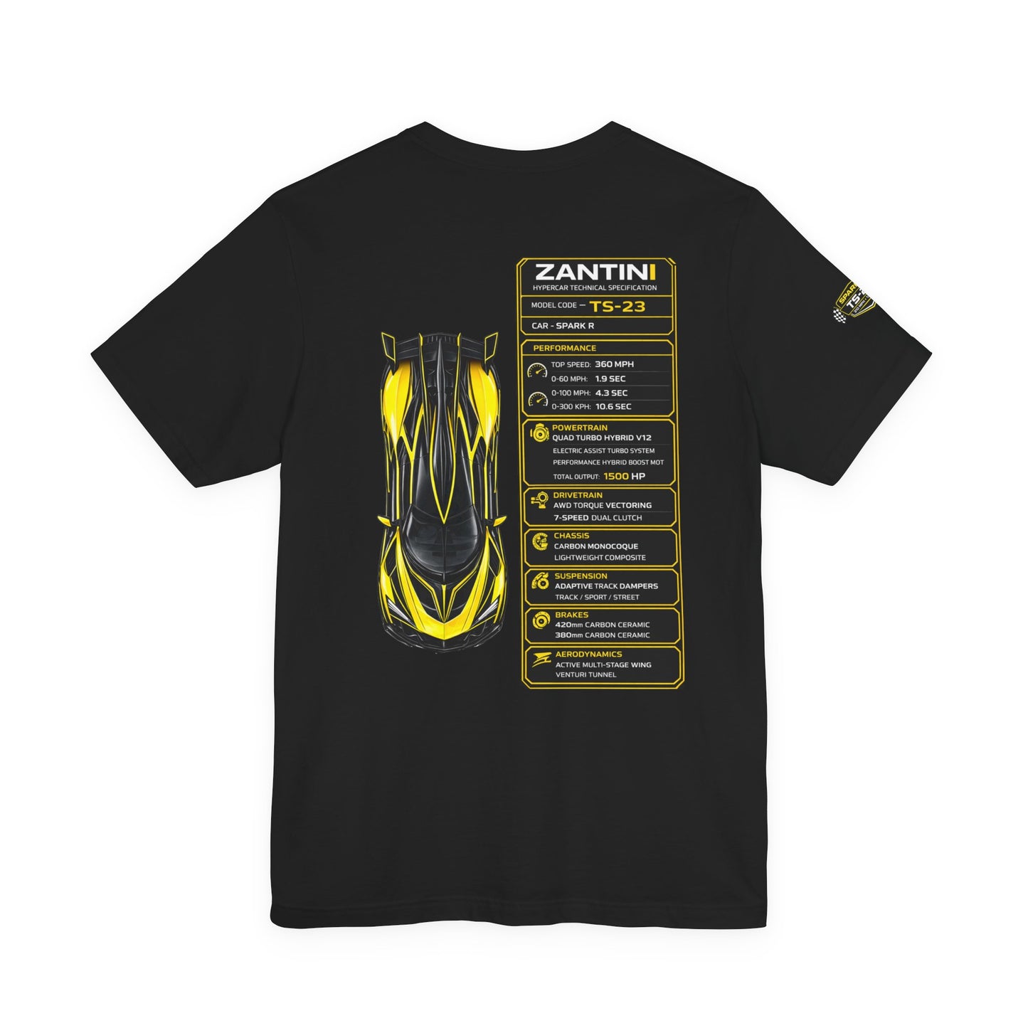 ZANTINI Spark R TS-23 Hypercar Technical Spec T-Shirt | Motorsport Streetwear | Track Series Performance Tee