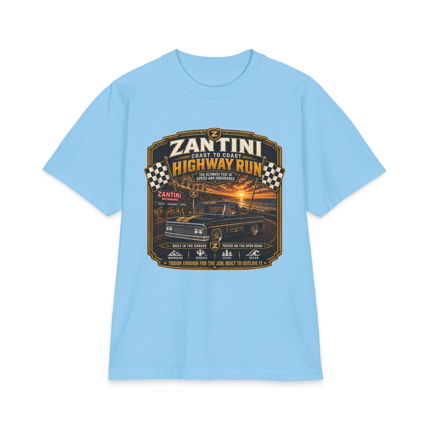 ZANTINI Highway Run Heavyweight Vintage Truck T-Shirt