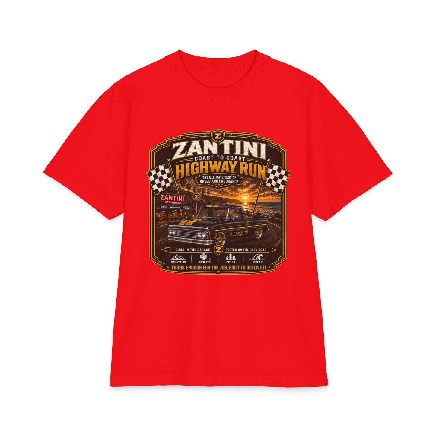ZANTINI Highway Run Heavyweight Vintage Truck T-Shirt