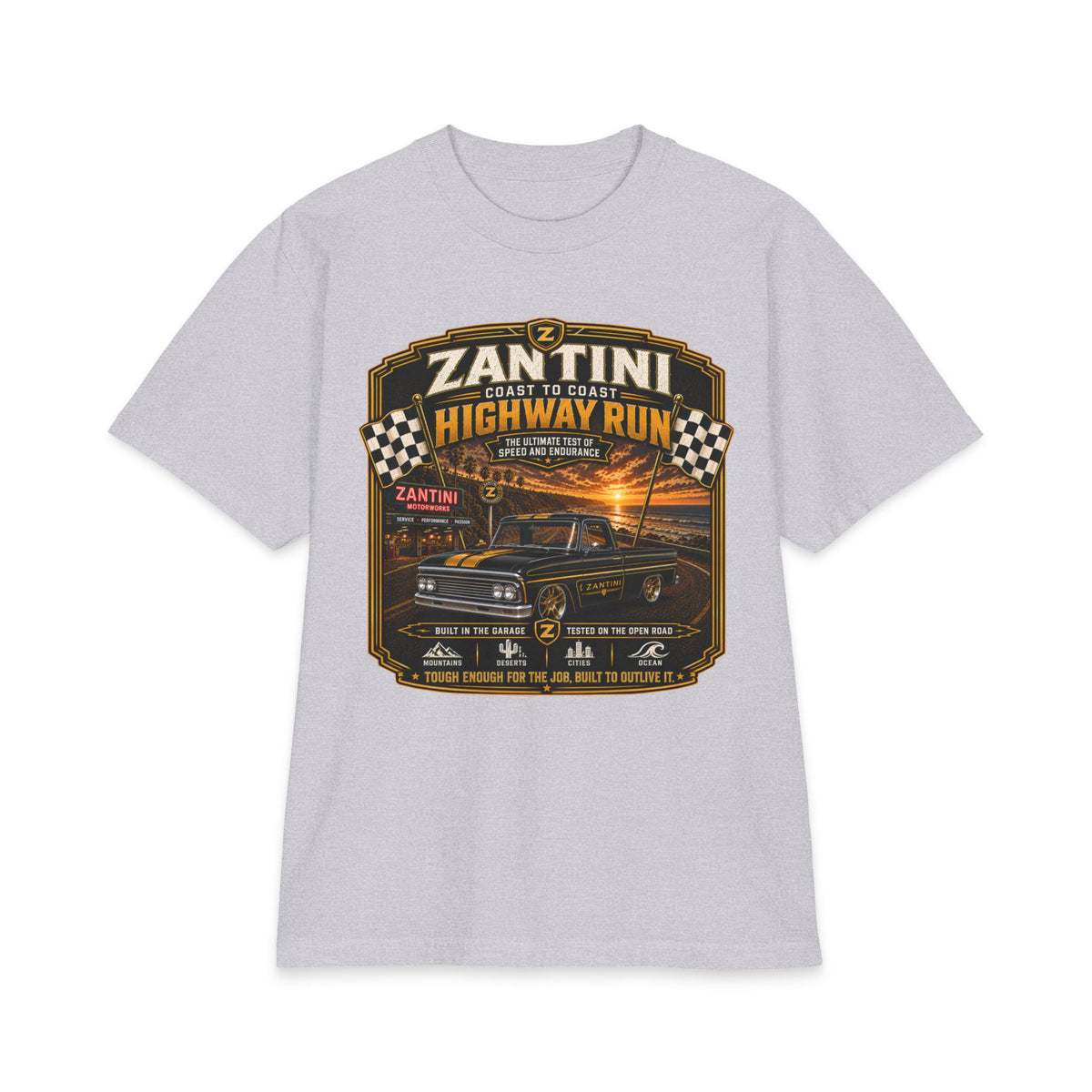 ZANTINI Highway Run Heavyweight Vintage Truck T-Shirt